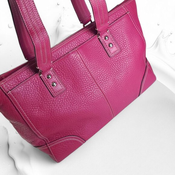 Coach Hamptons turnlock Satchel in hot pink - Picture 4 of 12